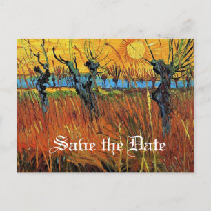 Save the date Willows at Sunset by van Gogh Announcement Postcard