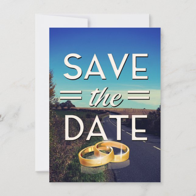 Save the Date winding road Invitation (Back)