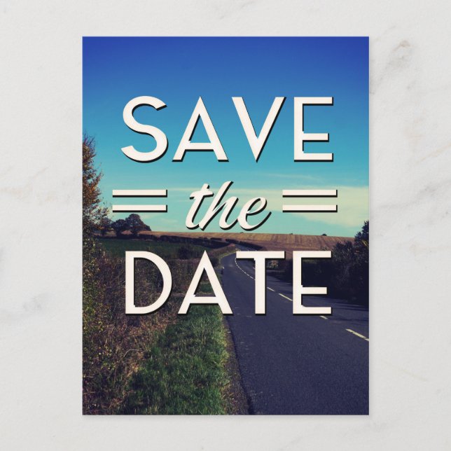 Save the Date winding road Postcard (Front)