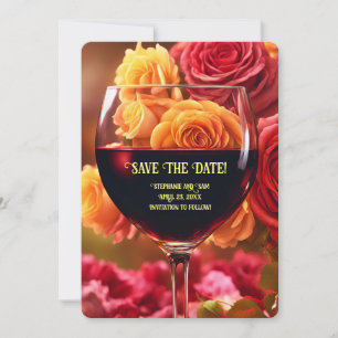 Save the Date Wine and Roses Invitation