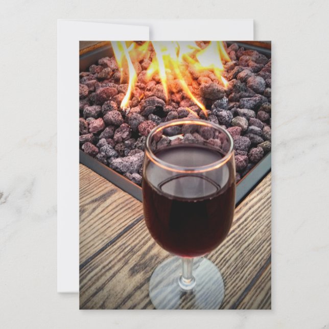 SAVE THE DATE, WINE GLASS, FIRE PIT, WEDDINGS SAVE THE DATE (Front)