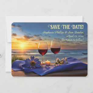 Save the Date Wine on the Beach Sunset Invitation
