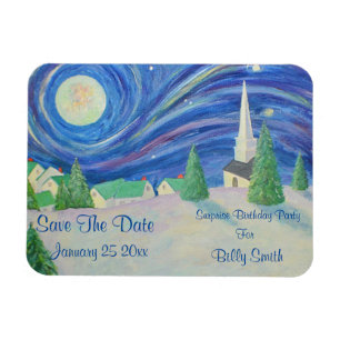Save The Date Winter Birthday Magnet