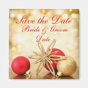 Save the Date Winter Christmas Wedding Magnets