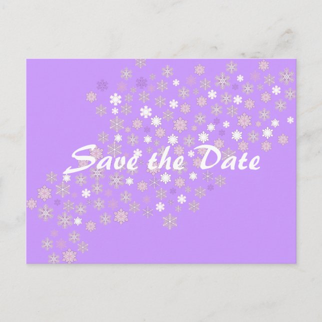 Save the Date/Winter Wedding Snowflakes Announcement Postcard (Front)