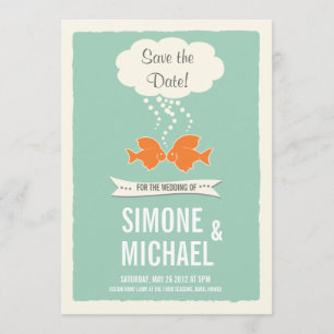 Save the Date with kissing Fish