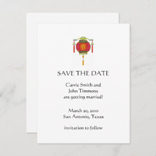 Save the Date with Red Asian Lantern