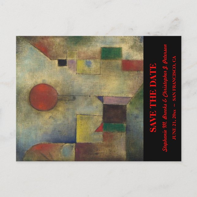 Save the Date with "Red Balloon" / Website Announcement Postcard (Front)