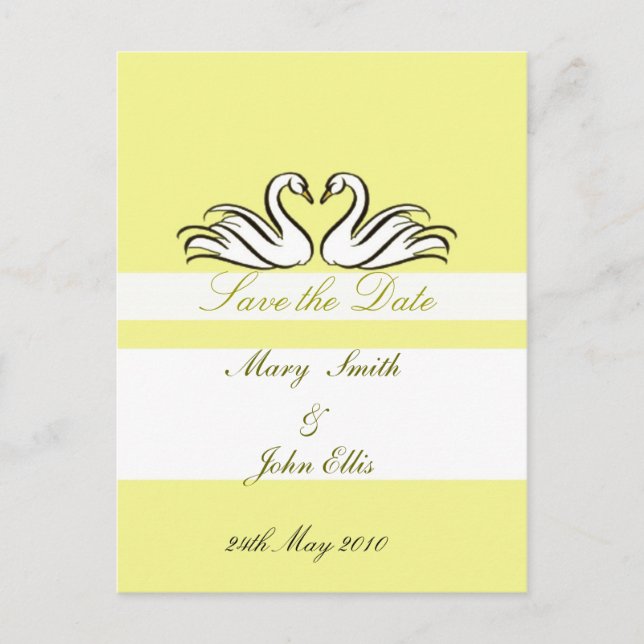 Save the date with swans  postcard (Front)