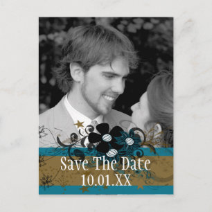 Save the Date with YOUR Photo Copper and Blue Announcement Postcard