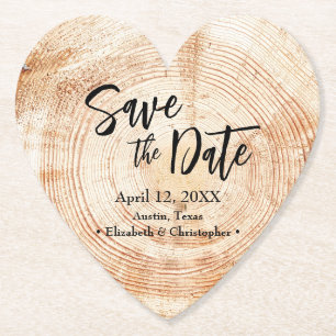 Save the date Wood grain Wedding Rustic  Paper Coaster