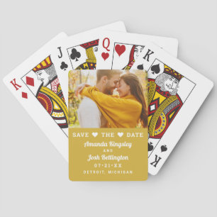 Save the Date Yellow Custom Wedding Photo Playing Cards