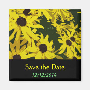 Save the Date, yellow daisy flowers Magnet