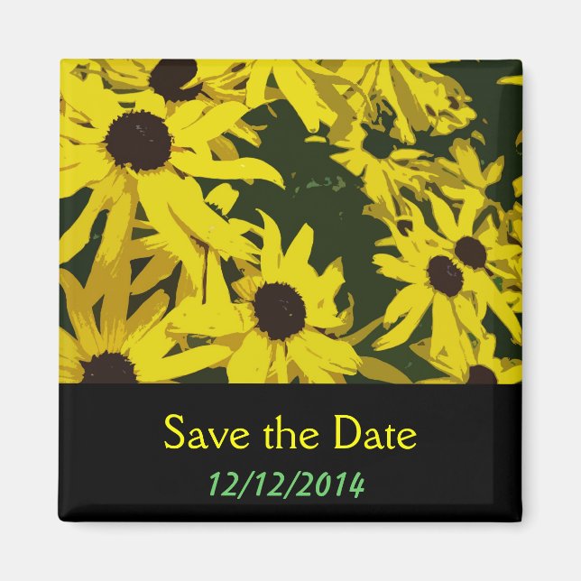 Save the Date, yellow daisy flowers Magnet (Front)