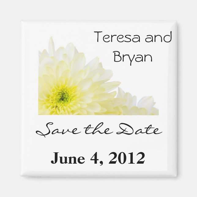 Save the Date yellow flower Magnet (Front)