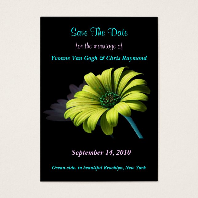 Save The Date Yellow Green Daisy I (Front)