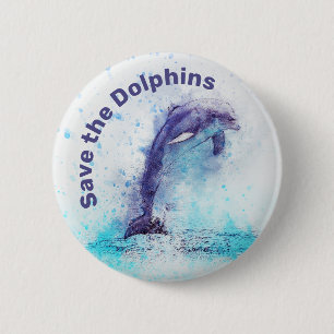 Save the Dolphins Animal Rights Button Pin