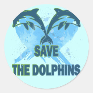 SAVE THE DOLPHINS CLASSIC ROUND STICKER