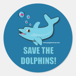 Save the Dolphins! Classic Round Sticker
