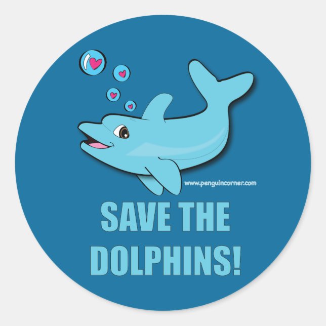 Save the Dolphins! Classic Round Sticker (Front)