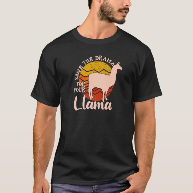 Save The Drama For Your Llama Birthday Cute Animal T-Shirt (Front)