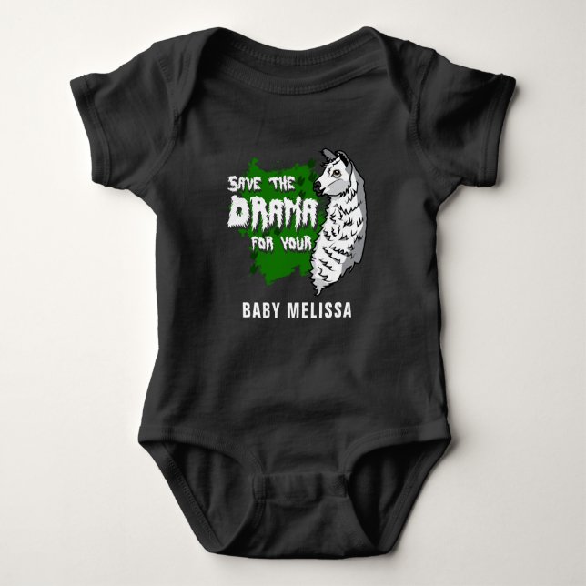 Save The Drama For Your Llama Funny Baby Bodysuit (Front)