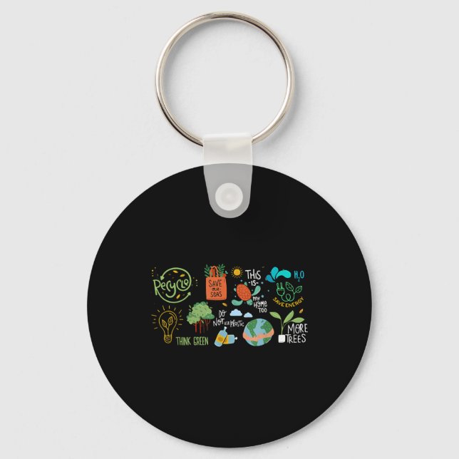 Save The Earth Day Recycle Planet Environmental Pr Key Ring (Front)