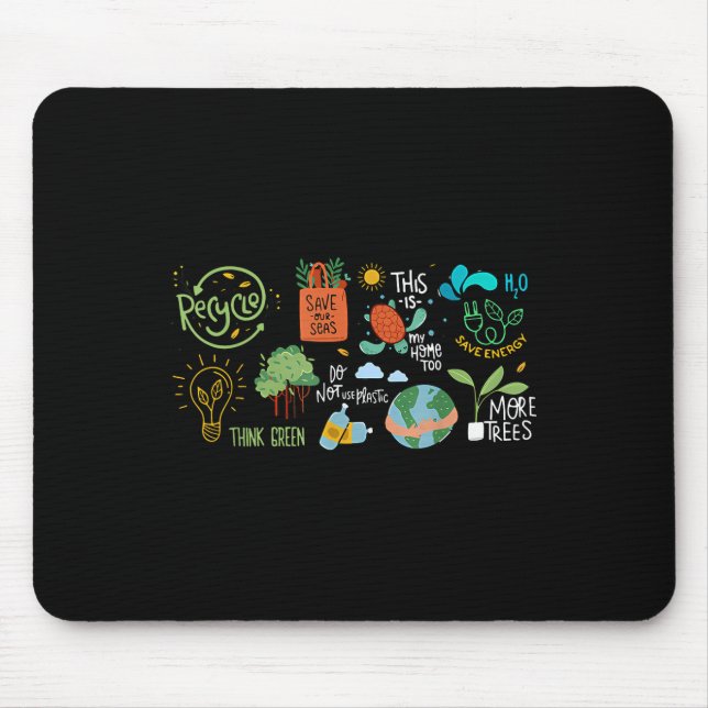 Save The Earth Day Recycle Planet Environmental Pr Mouse Pad (Front)