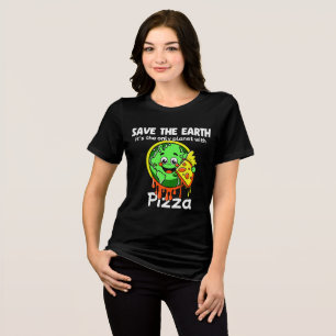Save The Earth Funny Pizza T-Shirt Tri-Blend Shirt
