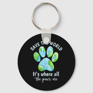 Save The Earth Its Where The Paws Are Earth Day Pe Key Ring