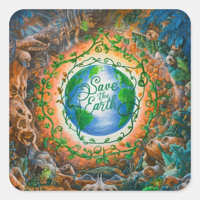 Save The Earth Square Sticker (Front)