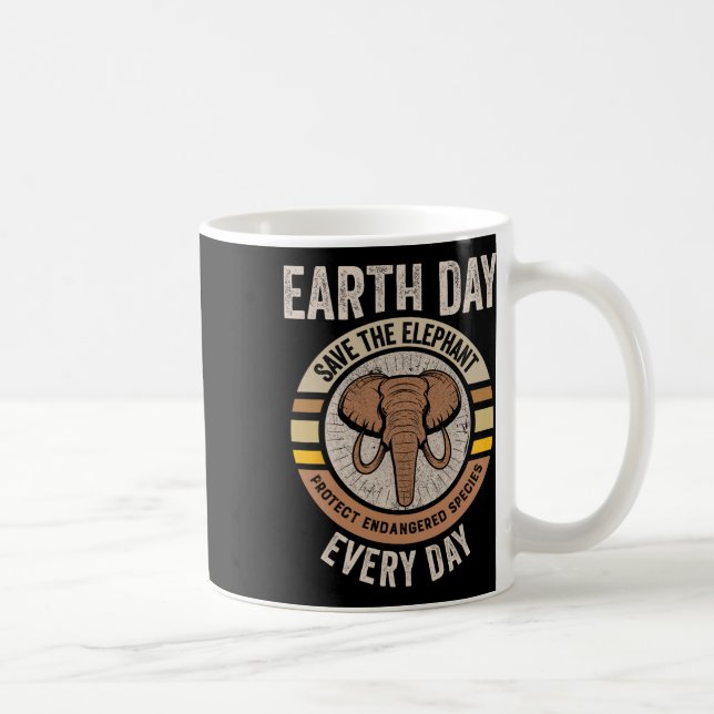 Save The Elephant Earth Day Protect Endangered Ani Coffee Mug (Right)