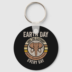 Save The Elephant Earth Day Protect Endangered Ani Key Ring