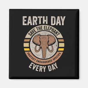 Save The Elephant Earth Day Protect Endangered Ani Magnet