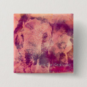 Save the Elephants 15 Cm Square Badge