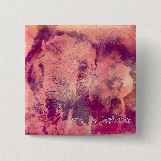 Save the Elephants 15 Cm Square Badge (Front)