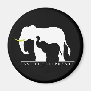 Save the Elephants (black) Magnet