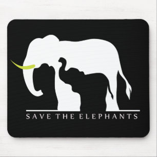 Save the Elephants (black) Mouse Pad