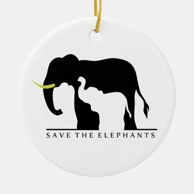 Save the Elephants Ceramic Tree Decoration (Front)