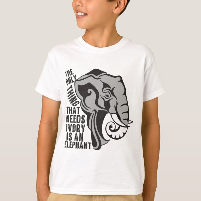 Save the Elephants Cute Animal Activist Kids T-Shirt (Front)