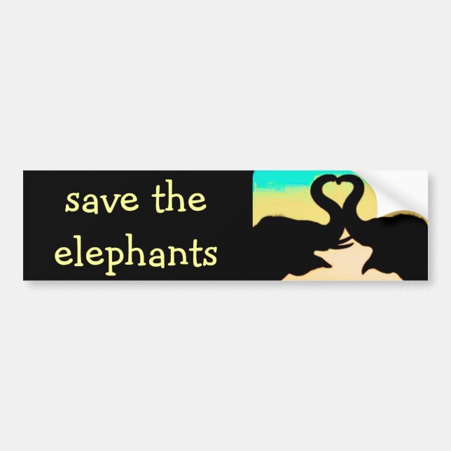 Save the Elephants heart trunks Bumper Sticker (Front)
