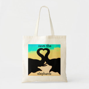 Save the Elephants heart trunks Tote Bag