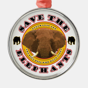 Save the Elephants Metal Ornament
