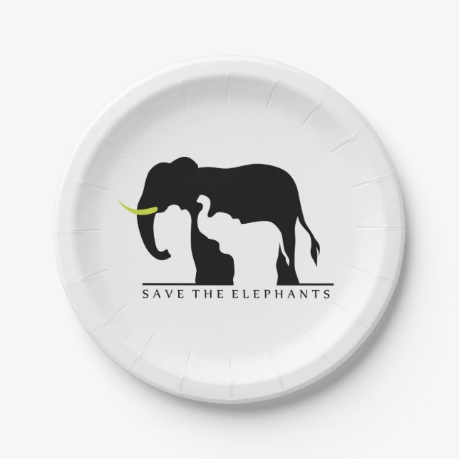 Save the Elephants Paper Plate (Front)
