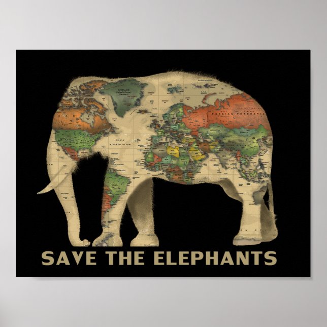 Save the elephants poster (Front)