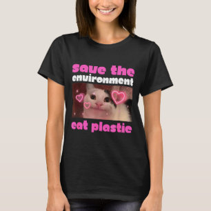 Save The Environment Eat Plastic Cat Meme T-Shirt