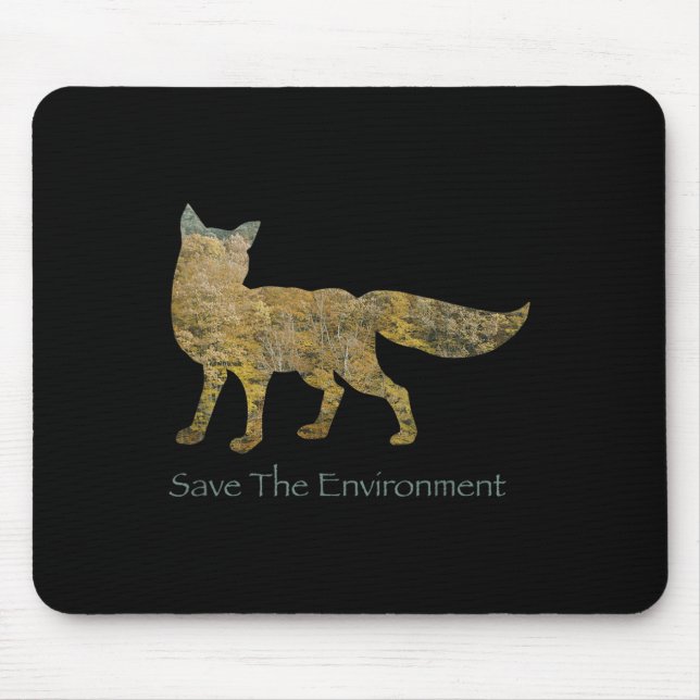 Save The Environment Fox Silhouette Environmental  Mouse Pad (Front)