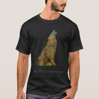 Save The Environment Wolf Silhouette Environmental T-Shirt
