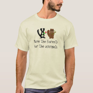 Save the Forest - Skunk and Beaver Design T-Shirt