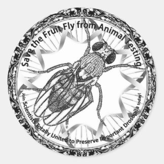 Save the fruit fly classic round sticker